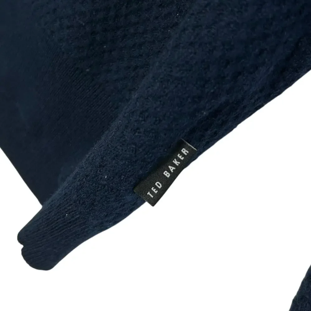 Ted Baker Quarter Zip Wool Blend Jumper Sweater Mens Sz 4 (L) Navy Club Luxury